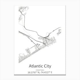 Atlantic City,United States Minimalist Map 1 Canvas Print