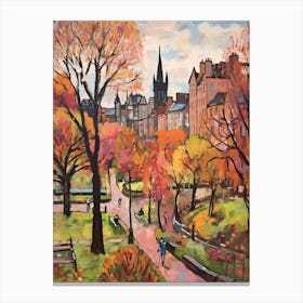 Autumn City Park Painting Princes Street Gardens Edinburgh 1 Canvas Print