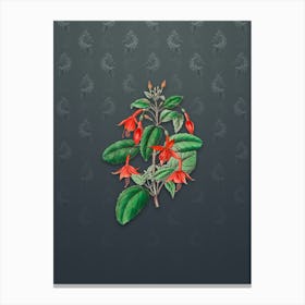 Vintage Standish's Fuchsia Flower Botanical on Slate Gray Pattern n.1025 Canvas Print
