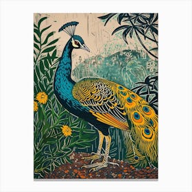 Blue Mustard Peacock In The Wild 2 Canvas Print