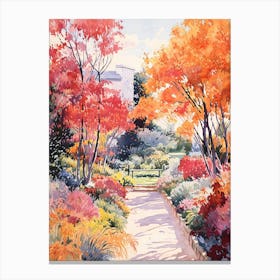 Claude Monets Garden, France In Autumn Fall Illustration 3 Canvas Print