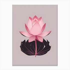 A Pink Lotus In Minimalist Style Vertical Composition 26 Canvas Print