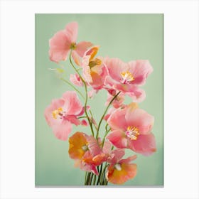 Orchids Flowers Acrylic Painting In Pastel Colours 10 Canvas Print