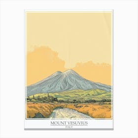 Mount Vesuvius Italy Color Line Drawing 7 Poster Canvas Print