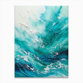 Abstract Turquoise Waves Envelop The Canvas Evoke Fresh Nautical Texture Churning Frothy Crests (2) Canvas Print