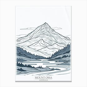 Mount Ossa Australia Color Line Drawing 4 Poster Canvas Print