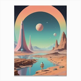 Alien Landscape vintage retro sci-fi art 1 Canvas Print