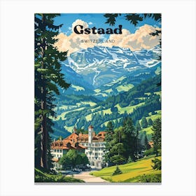 Gstaad Switzerland Bern Travel Illustration Toile