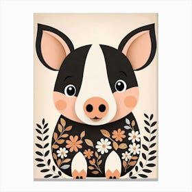 Floral Cute Baby Pig Nursery (32) Canvas Print