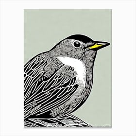 Robin Linocut Bird Canvas Print