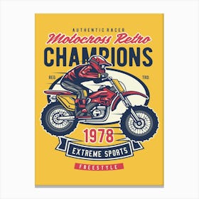 Motocross Retro Champion 1 Canvas Print