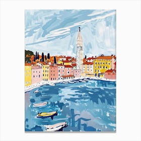 Travel Poster Happy Places Rovinj 2 Canvas Print