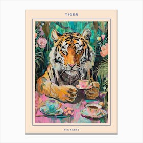 Kitsch Tiger Tea Party Poster 3 Canvas Print