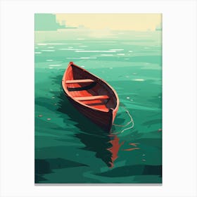 Red Boat In The Water Canvas Print