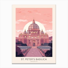 The St Peter's Basilica Vatican City Travel Poster Canvas Print