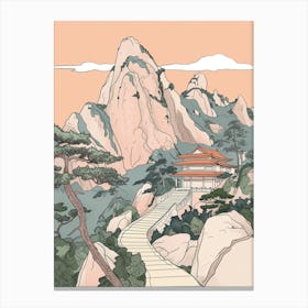 Mount Kanlaon Philippines Color Line Drawing (2) Canvas Print