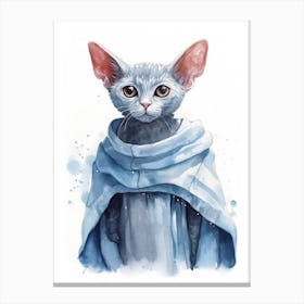 Russian Blue Cat As A Jedi 2 Canvas Print