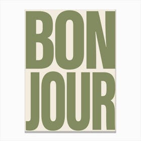 Bonjour - Green Canvas Print