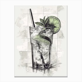 Subtle Tones Sketch Of Mojito Canvas Print