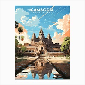 Cambodia Angkor Wat Retro Travel Landscape Canvas Print