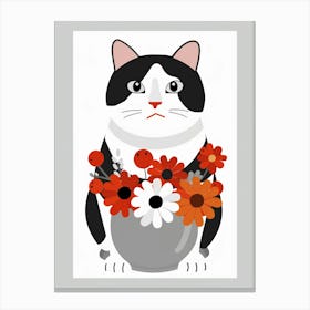 Cat With Flowers 13 Canvas Print