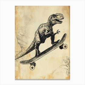 Vintage Iguanodon Dinosaur On A Skateboard 1 Canvas Print