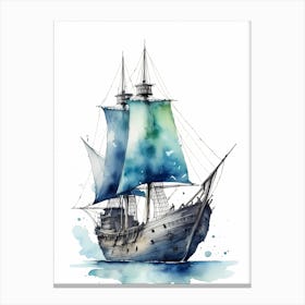 Sailing Ships Watercolor Painting (11) Canvas Print