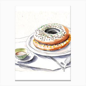 Bagel In New York Diner Tablescape Minimal Drawing 1 Canvas Print