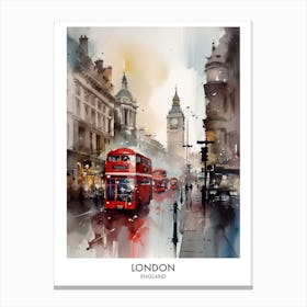London England Watercolour Travel Poster 1 Canvas Print