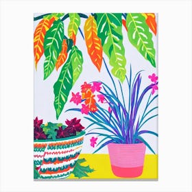 Christmas Cactus Eclectic Boho Plant Canvas Print
