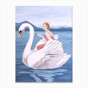 Woman And Swan Canvas Print