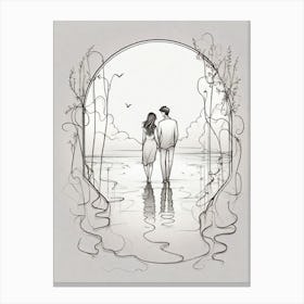 Couple Love One Line Drawing Canvas Print