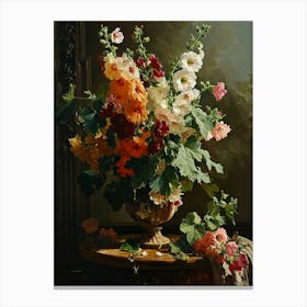 Baroque Floral Still Life Hollyhock 1 Canvas Print