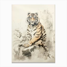 Storybook Animal Watercolour Bengal Tiger Canvas Print