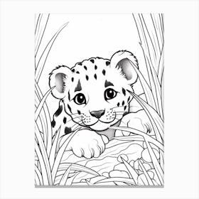 Line Art Jungle Animal Leopard 1 Canvas Print
