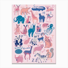 Pink Animal Alphabet Canvas Print