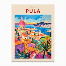 Pula Croatia 3 Fauvist Travel Poster Canvas Print