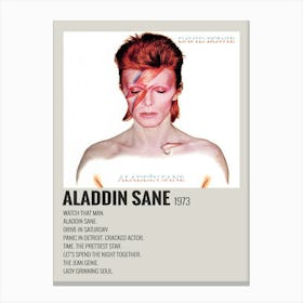 David Bowie Aladdin Sane Album Cover Signed Poster 1973 Decor Canvas Print