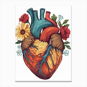 Heart With Flowers 1 Canvas Print