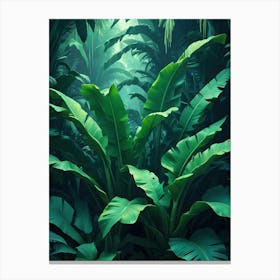 Tropical Jungle With Banana Leaves Canvas Print