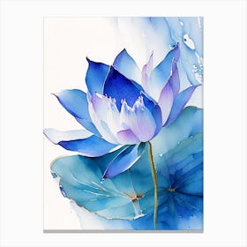 Blue Lotus Watercolour 1 Canvas Print