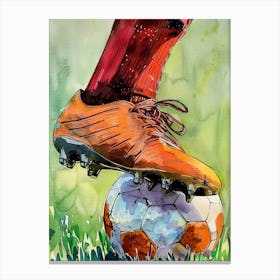 Football Player Watercolor Art (4) Canvas Print