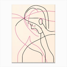 Line Drawing Of A Woman Hugging Canvas Print