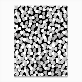 Abstract Grey, Black And White Brush Stroke Dots Canvas Print