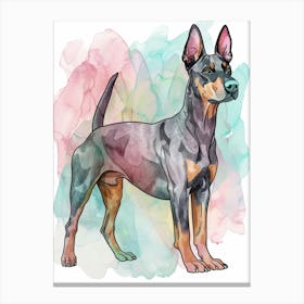 Pinscher Dog Pastel Line Painting 2 Canvas Print