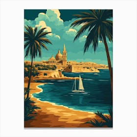 A Retro Style Travel Poster Of Malta Canvas Print