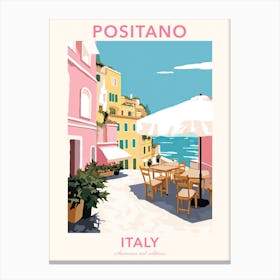 Positano, Italy, Flat Pastels Tones Illustration 3 Poster Canvas Print