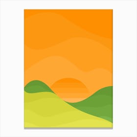 Illustration of a natural landscape with a sunset Canvas Print
