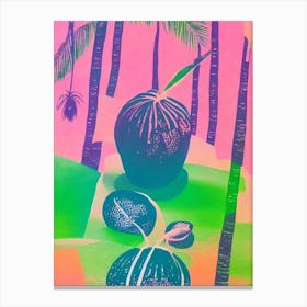Coconut Risograph Retro Poster Fruit Canvas Print