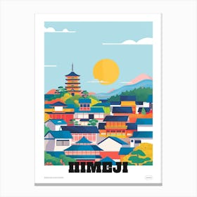 Himeji Japan Colourful Travel Poster Canvas Print